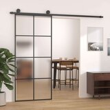  Klizna vrata od aluminija i stakla ESG 90 x 205 cm crna | shoptok.hr