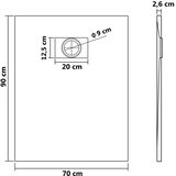 vidaXL Kada za tuš SMC siva 90 x 70 cm | shoptok.hr