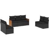 vidaXL Vrtna sedežna garnitura 7-delna z blazinami črn poli ratan, (21059328) | Shoptok.si