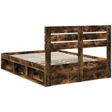  Okvir za krevet s uzglavljem Dimljeni hrast 140 x 200 cm | shoptok.hr