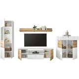 CARRYHOME dnevni regal, bela, barve hrasta, bela, visoki sijaj | Shoptok.si