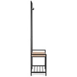 YES EVERYDAY Črn/v naravni barvi kovinski stenski obešalnik s polico 64,5 cm Haldor – | Shoptok.si