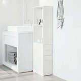 vidaXL Ozka kopalniška kredenca s kolesi bela inženirski les | Shoptok.si