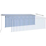  Tenda na ručno uvlačenje s roletom LED 4 5 x 3 m plavo-bijela | shoptok.hr