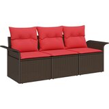  Kavčna garnitura z blazino 3 pcs Rjava in rdeča poli ratan, (5000085024) Slike