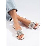 Shelvt Women's white flip-flops with embellishment Cene