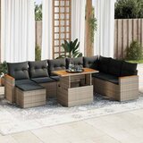  9-dijelni set vrtnih sofa poliratan i bagrem s jastucima sivi | shoptok.hr