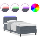vidaXL Box Spring Krevet s Madracem i LED-om Tamno Siva 90x190 cm Baršun | shoptok.hr