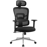 Songmics Ergonomski pisarniški stol, visok pisarniški stol, platneni sedež, ledvena opora, nastavljiva višina, 3D vzglavnik, nastavljivi nasloni za roke, črno črnilo OBN070B01, (21612149) Cene