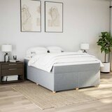  Krevet box spring s madracem svjetlosivi 140x200 cm od tkanine Slike