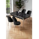 Hanah home Rasklopivi trpezarijski sto i stolice (5 delova) Nira Black Marble Chrome Black | Eponuda.com