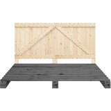  Okvir za krevet s uzglavljem sivi 200 x 200 cm masivna borovina | Eponuda.ba