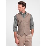 Ombre Men's suit vest without lapels - beige | Shoptok.si