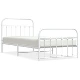 The Living Store Kovinski posteljni okvir z vzglavjem in vznožjem bel 100x200 cm - Posteljni Okvir, (21528189) | Shoptok.si