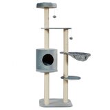  Mačka drvo s stupovima prekrivenim plišom i ležaljkom (siva) dim. 144 cm | shoptok.hr