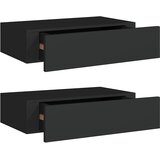  Zidne police s ladicom 2 kom crne 40 x 23,5 x 10 cm MDF | shoptok.hr