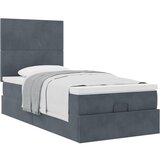 vidaXL Otomanski posteljni okvir z vzmetnicami siv 90x200cm žamet, (21608270) | Shoptok.si