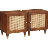  Noćni ormar 2 pcs Smeđa 40 x 33,5 x 46 cm Čvrsto drvo akacije | shoptok.hr