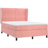 vidaXL Krevet s oprugama i madracem ružičasti 140x190 cm baršunasti | shoptok.hr