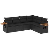  6-dijelni set vrtnih sofa s jastucima crni od poliratana | shoptok.hr