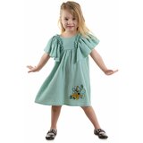 Denokids Floral Baby Girl Green Muslin Dress cene