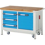 eurokraft pro pomična in spustna delovna miza z ogrodjem serije 8, 3 predali, 1 vrata, šxg 1250 x 700 mm Cene