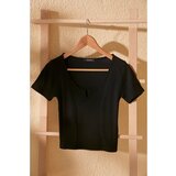 Trendyol Black Collar Detailed Corduroy Knitted Blouse Cene