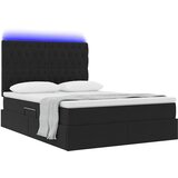  LED krevet za pohranu s madracem Crna 140 x 190 cm Baršun | shoptok.hr