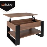 Ruhhy stolić za kavu s podiznom pločom i pretincem za pohranu, hrast i crna, 92 x 51 cm | shoptok.hr