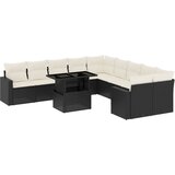 vidaXL Vrtna sedežna garnitura 11-delna z blazinami črn poli ratan, (21146964) | Shoptok.si
