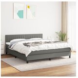  Box spring postelja z vzmetnico temno siva 180x200 cm blago | Shoptok.si
