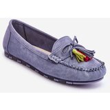 Kesi Suede Moccasins With Bow And Fringe Blue Dorine | shoptok.hr