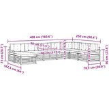  Set vanjskih sofa 8 kom. Bijela i krem Čvrsto drvo akacije 408 x 250 x 73 cm | Shoptok.si