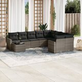  10-dijelni set vrtnih sofa od poliratana s jastucima sivi | shoptok.hr