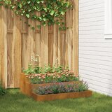 vidaXL Vrtno korito Rjavo Vremensko jeklo 90 x 90 x 35 cm Korita | Shoptok.si
