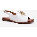 Zazoo Leather Flat Sandals 2898 White Cene