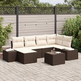 vidaXL Vrtni Sofa Set Set od 7 Smeđa i krema Ratan i tkanina Cijene