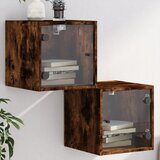  Noćni ormarići staklena vrata 2 kom boja hrasta 35x37x35 cm | Eponuda.com
