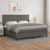 The Living Store Box spring postelja z vzmetnico siva 200x200 cm umetno usnje - Box Spring Postelja, (21437656) Cene
