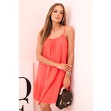 Kesi Włoski Women's muslin dress with straps and frill raspberry | Shoptok.si