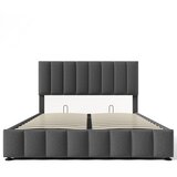 Lumor Oblazinjena postelja iz lana 140x200 cm z nastavljivim vzglavjem – z letveno podlago – siva, (22151258) | Shoptok.si