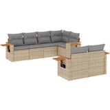  The Living Store Vrtna sedežna garnitura 7-delna z blazinami bež poli ratan - Vrtna Sedežna Garniture, (21443265) | Shoptok.si