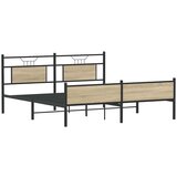 vidaXL Kovinski posteljni okvir brez vzmetnice sonoma hrast 180x200 cm | Shoptok.si