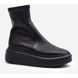 Zazoo 3395 Leather Women's Boots on Chunky Platform Black Cene