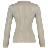 Trendyol Stone Soft Textured Polo Neck Knitwear Cardigan | Shoptok.si