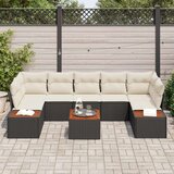  8-dijelni set vrtne sofe s jastučićima crni poli ratan akacija | shoptok.hr