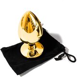 Sunfo - kovinski analni dildo s kamnom (zlato rdeč) | Shoptok.si