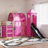 The Living Store pograd s toboganom in zavesami roza 90x190 cm - pograd, (21489848) Cene