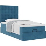 Otomanski posteljni okvir z vzmetnicami moder 80x200cm žamet | Shoptok.si
