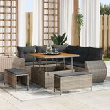 vidaXL 8-delni vrtni sofa set z blazinami siva poli ratan akacija | Shoptok.si